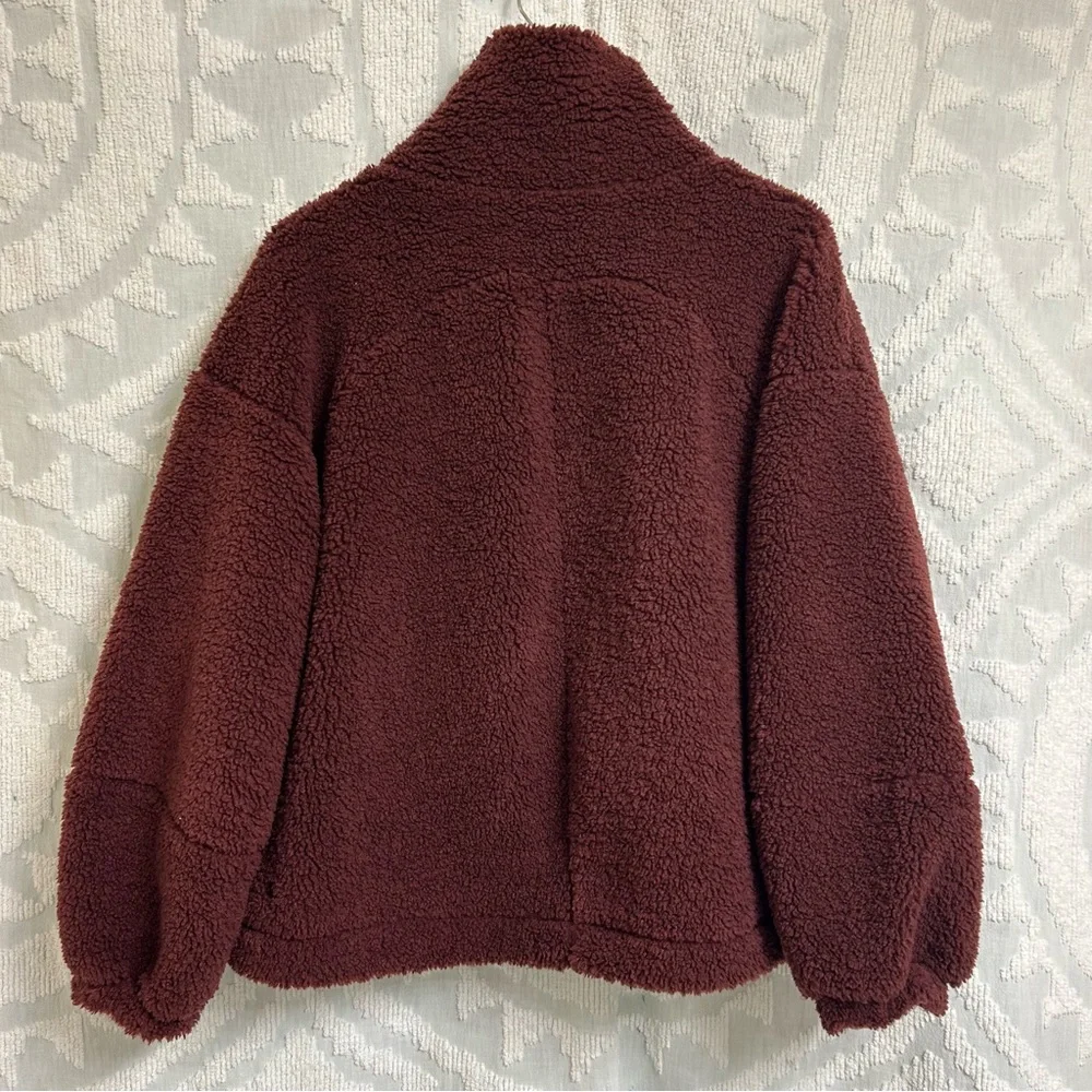 NWOT Lululemon Cinchable Fleece Zip-Up in Red Merlot Size 12 - Picture 15 of 16